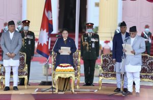 President Bhandari administers oath to newly-appointed PM Prachanda